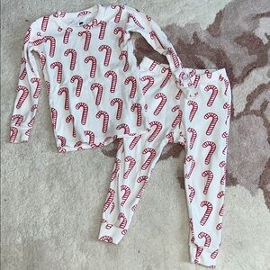 Monica + Andy Candy Cane Print Kids Pajama Set, Unisex